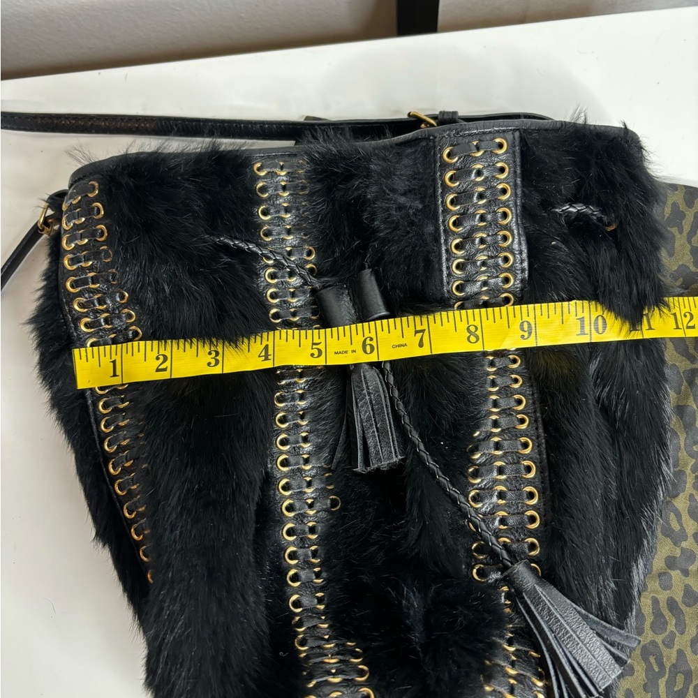 Rebecca Minkoff Utility Convertible Bucket Shoulder Crossbody Bag Braided Fur - Picture 9 of 10